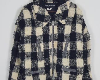 Jaqueta de inverno vintage Junya Watanabe da Comme des Garçons com zíper de lã