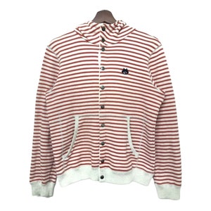 Vintage Ne-net Striped Varsity Style Jacket With Hoodie
