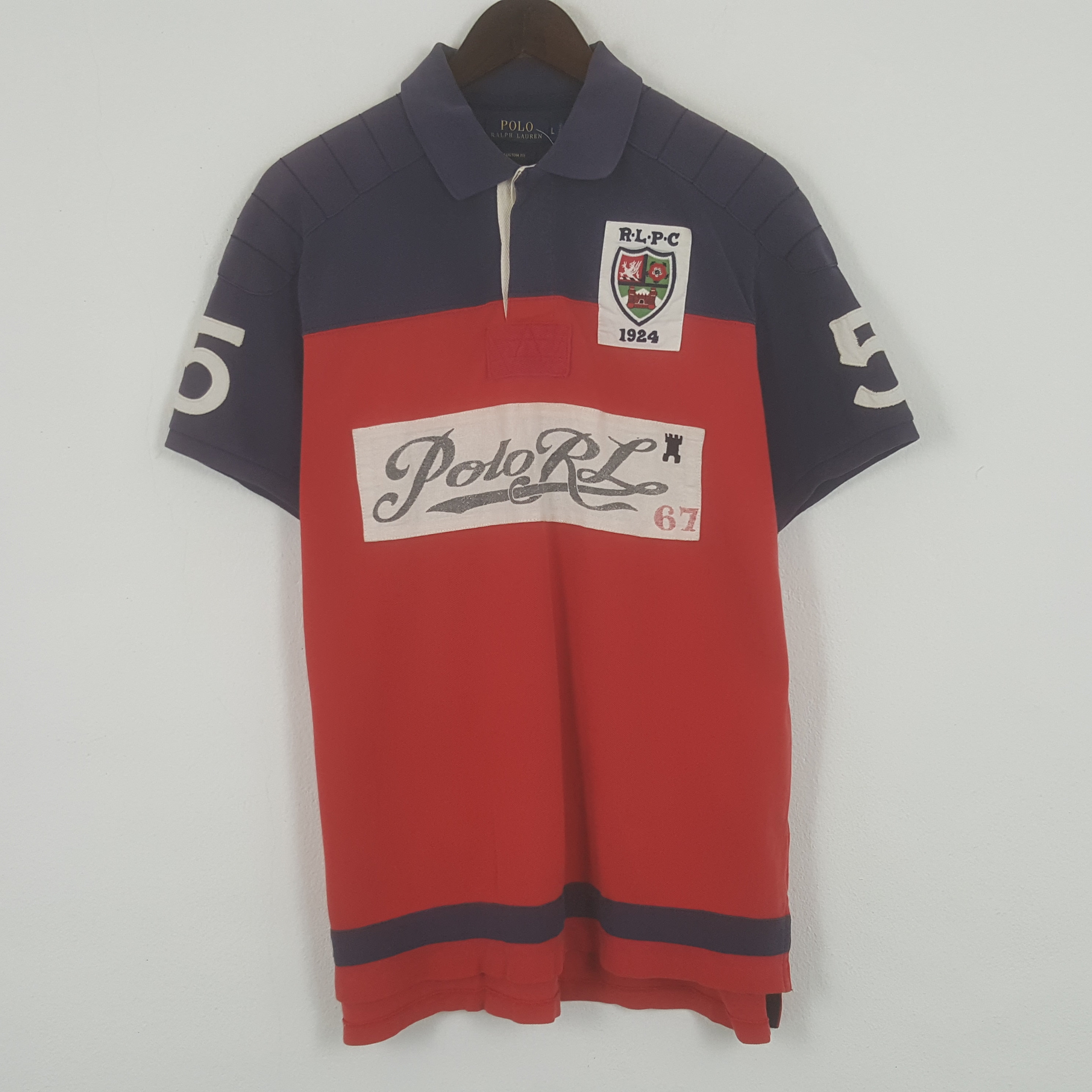 Vintage Polo Ralph Lauren Shirt Mens L Red Short Sleeve 1924