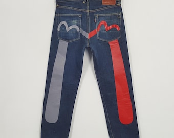 Vintage Evisu Japan Custom Art Daicock Rare Style Design Denim Jeans