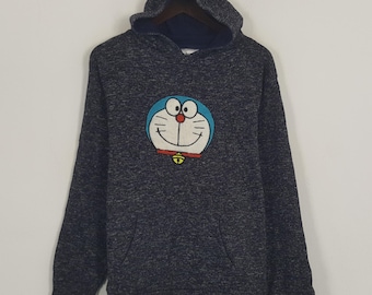 Bluza z kapturem z wełny Vintage Doraemon Japan Cartoon