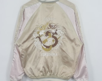 80s Japan Sukajan Yokosuka Embroidery Japanese Souvenir Jacket XL