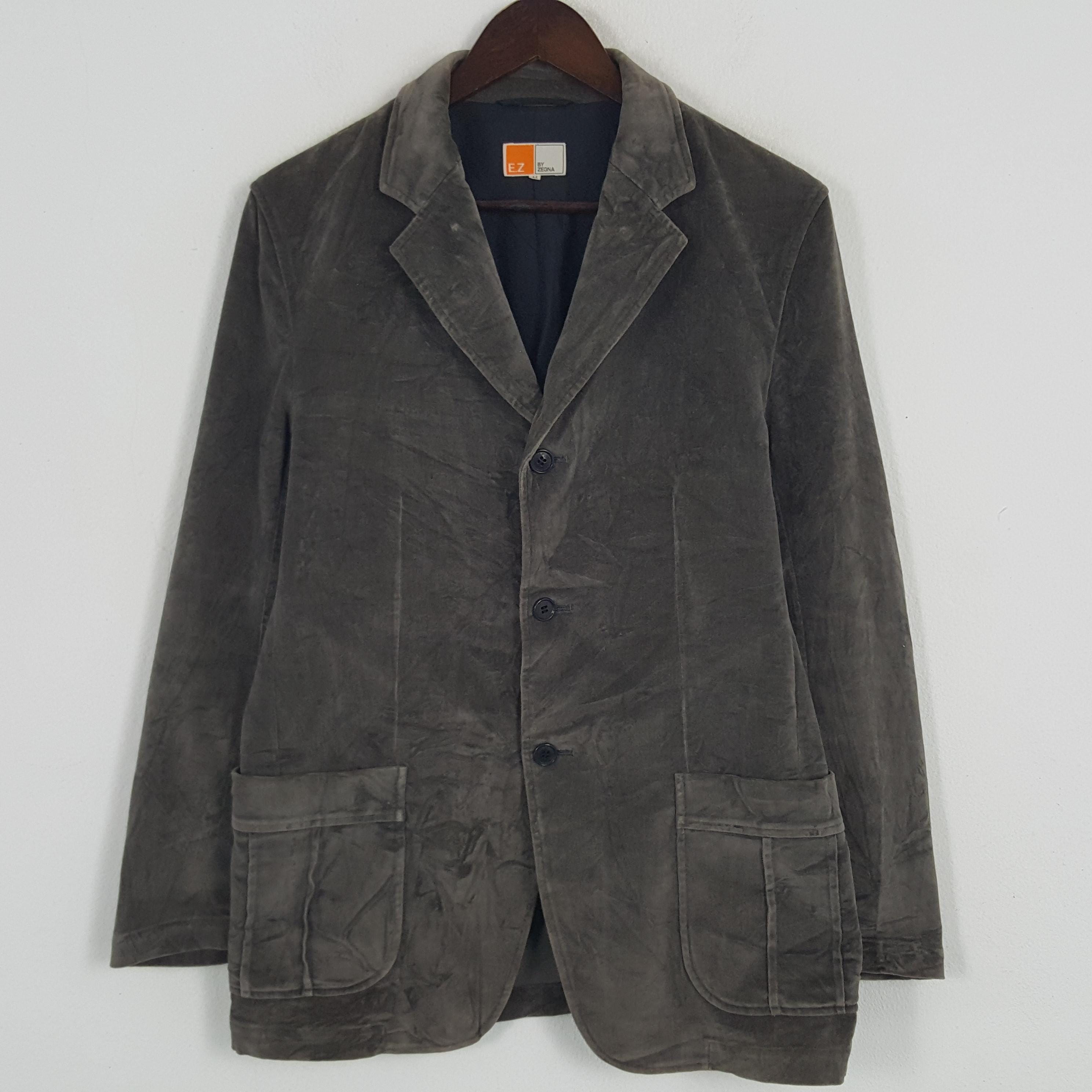 E.Z by Zegna ビンテージ加工 カウレザー テーラード ジャケット L E.Z by Zegna ビンテージ加工 カウレザー テーラード ジャケット