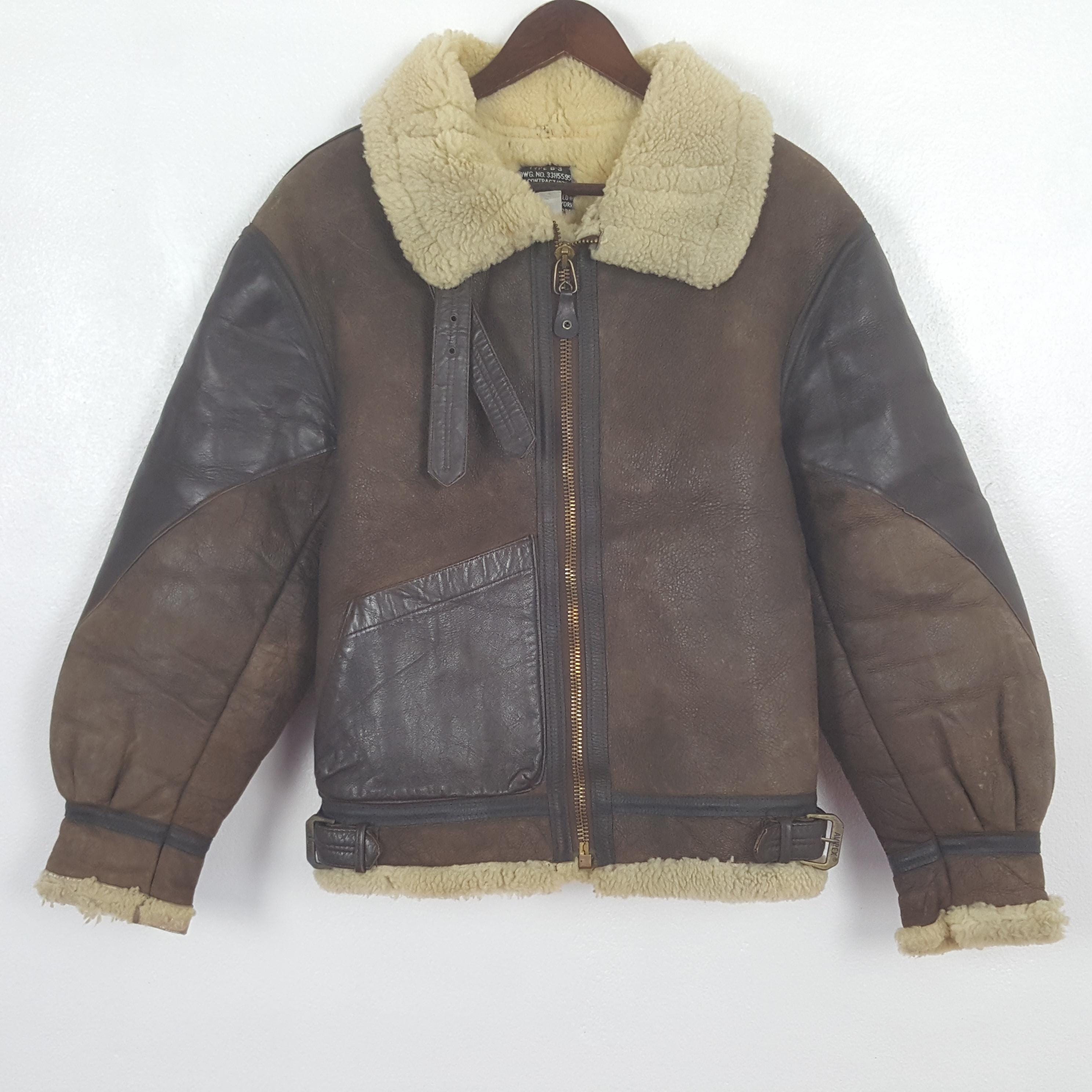 Vintage AVIREX LIMITED X B-3 Flight Bomber Sheepskin Leather