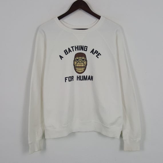 トップス 90s a bathing ape icon sweat off white Vintage A Bathing Ape for Human Sweatshirt - Etsy