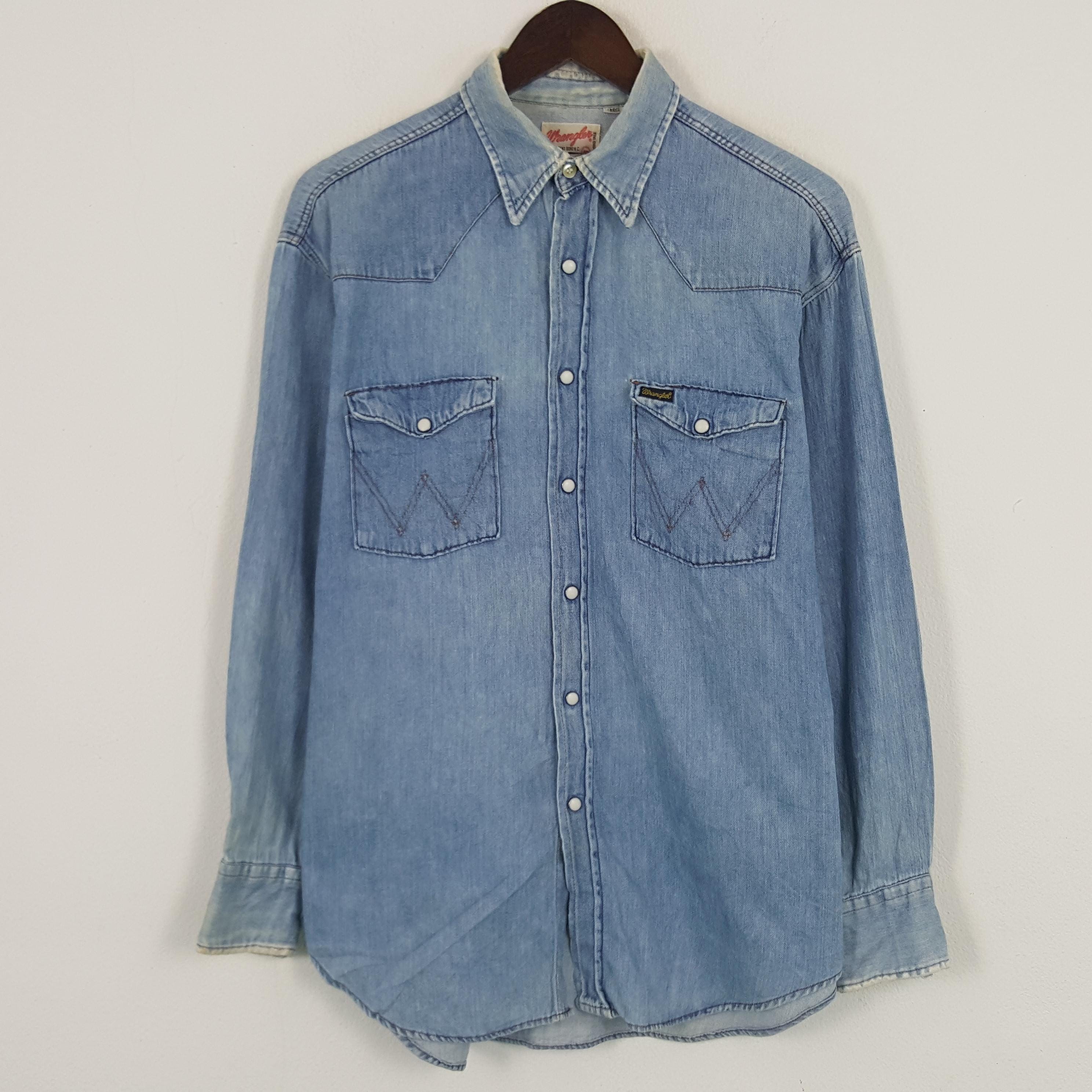 Vintage Wrangler Denim Button up Shirt - Etsy