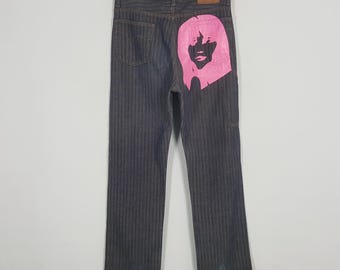 Vintage Hysteric Glamour Japan Custom Art Pink Logo Rare Denim Jeans