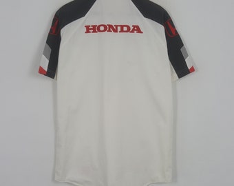 80s90s HONDA デサント製 デカロゴ メッシュ レーシングシャツ トレイルセンダープリンテッドシャツ(S Adriatic Blue Meadows