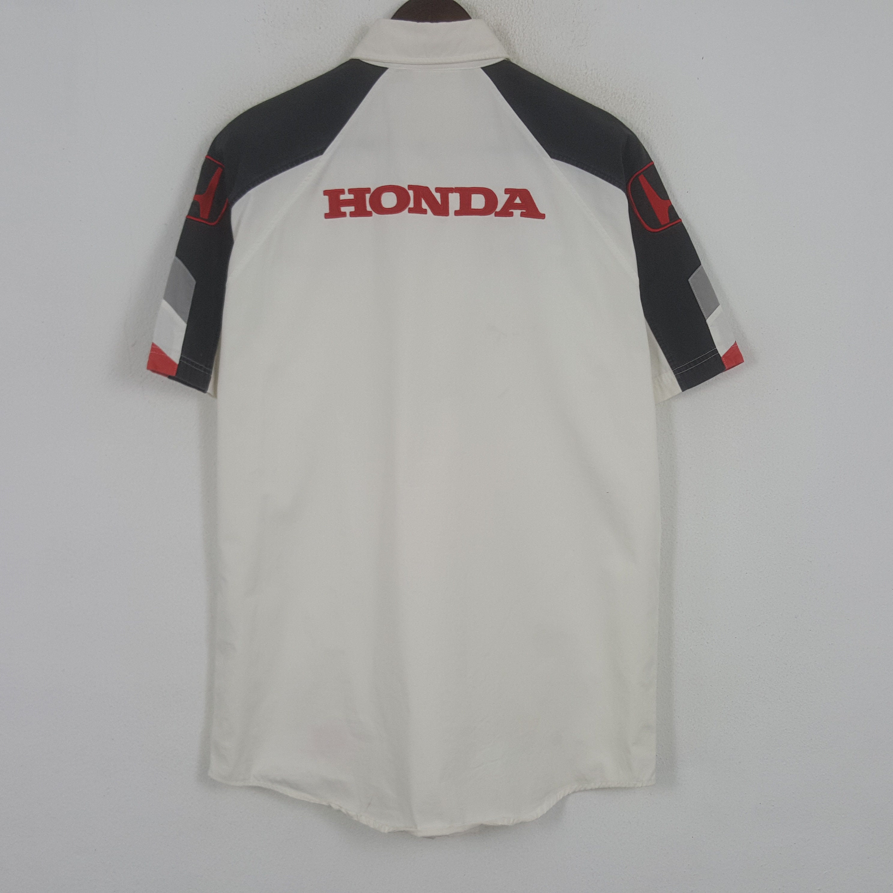 80s90s HONDA デサント製 デカロゴ メッシュ レーシングシャツ Vintage 80s Honda Motorcycle Red Racer Motocross Racing Mesh