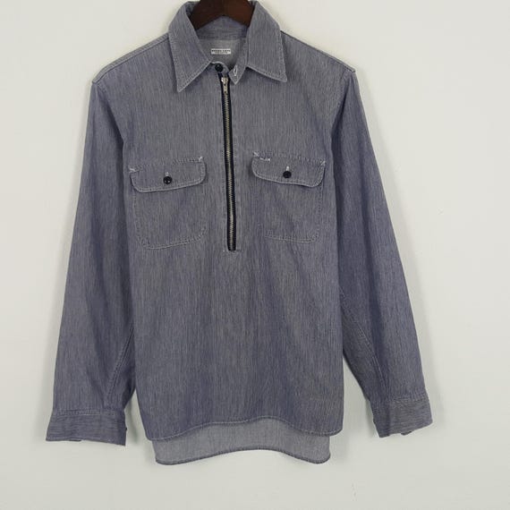 Sugar Cane, Vintage Sugar Cane Half Zipper Polos Shirt