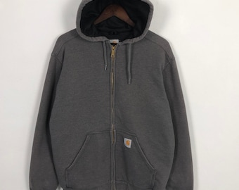 Chaqueta vintage Carhartt con cremallera y capucha y logo pequeño