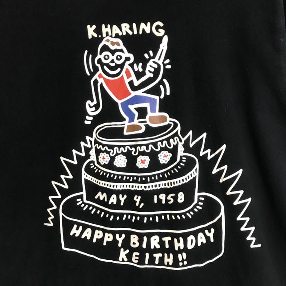 Vintage Keith Haring Happy Birthday Design T-shirt - Gem