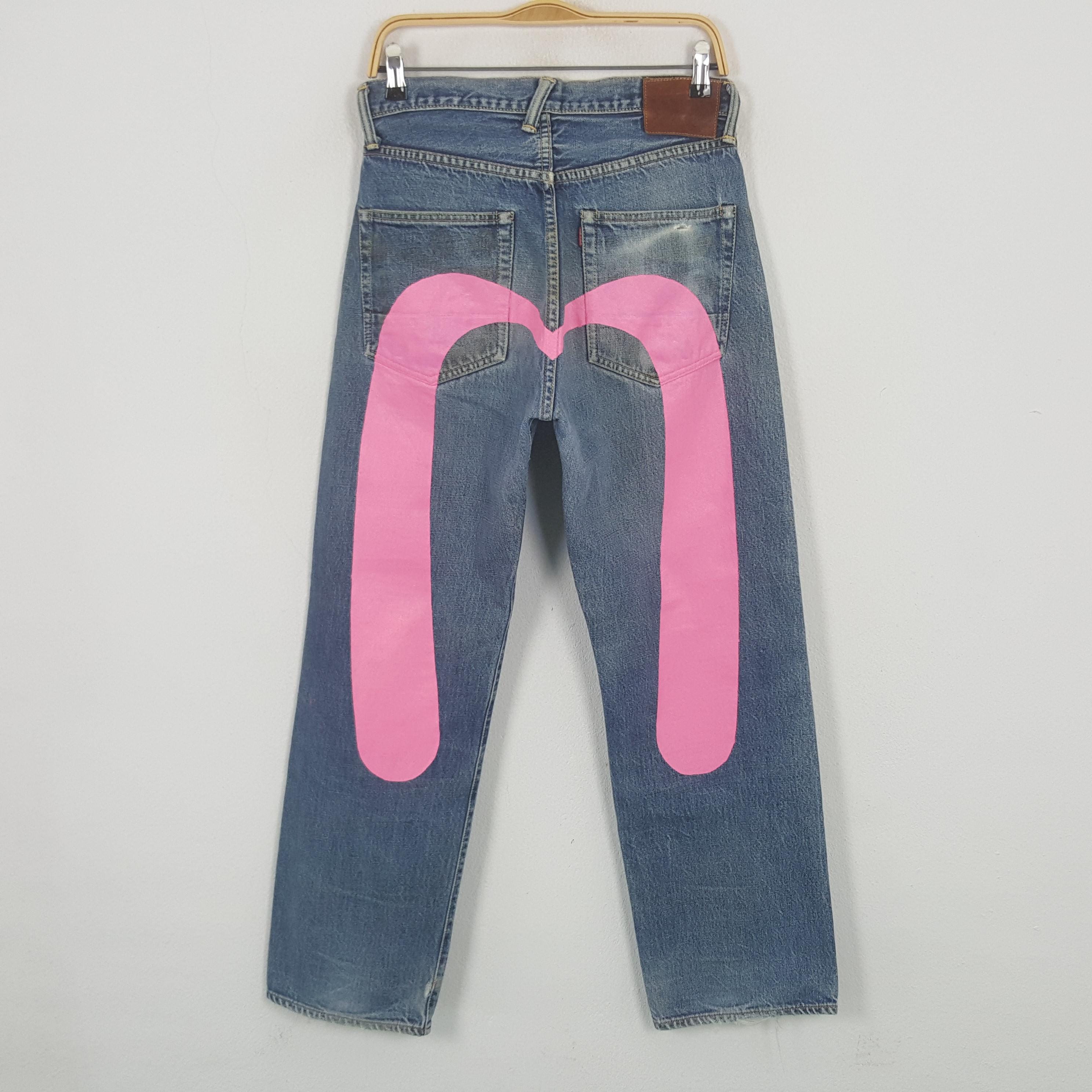 EVISU デニムハーフパンツ ビックペイント ピンク32 EVISU デニムハーフパンツ ビックペイント ピンク32 EVISU デニム