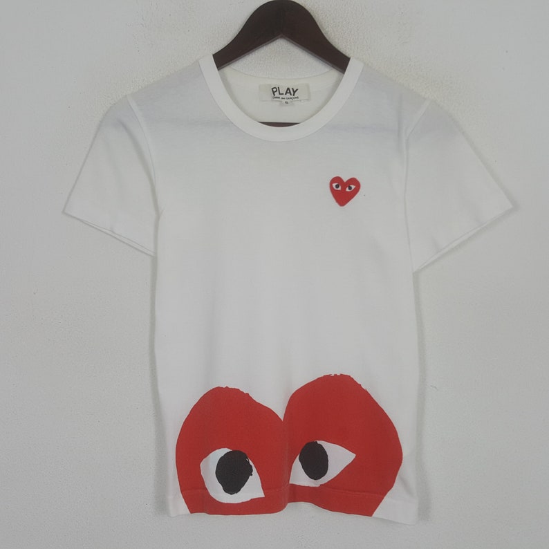 T-shirt Play Comme Des Garçons Logo Cœur - Taille XL - Gris - Occasion En Parfait état