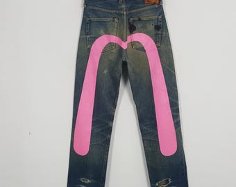 パンツ evisu denim pink Vintage Evis Japan Selvedge Custom Pink Daicock Punk Denim Jeans