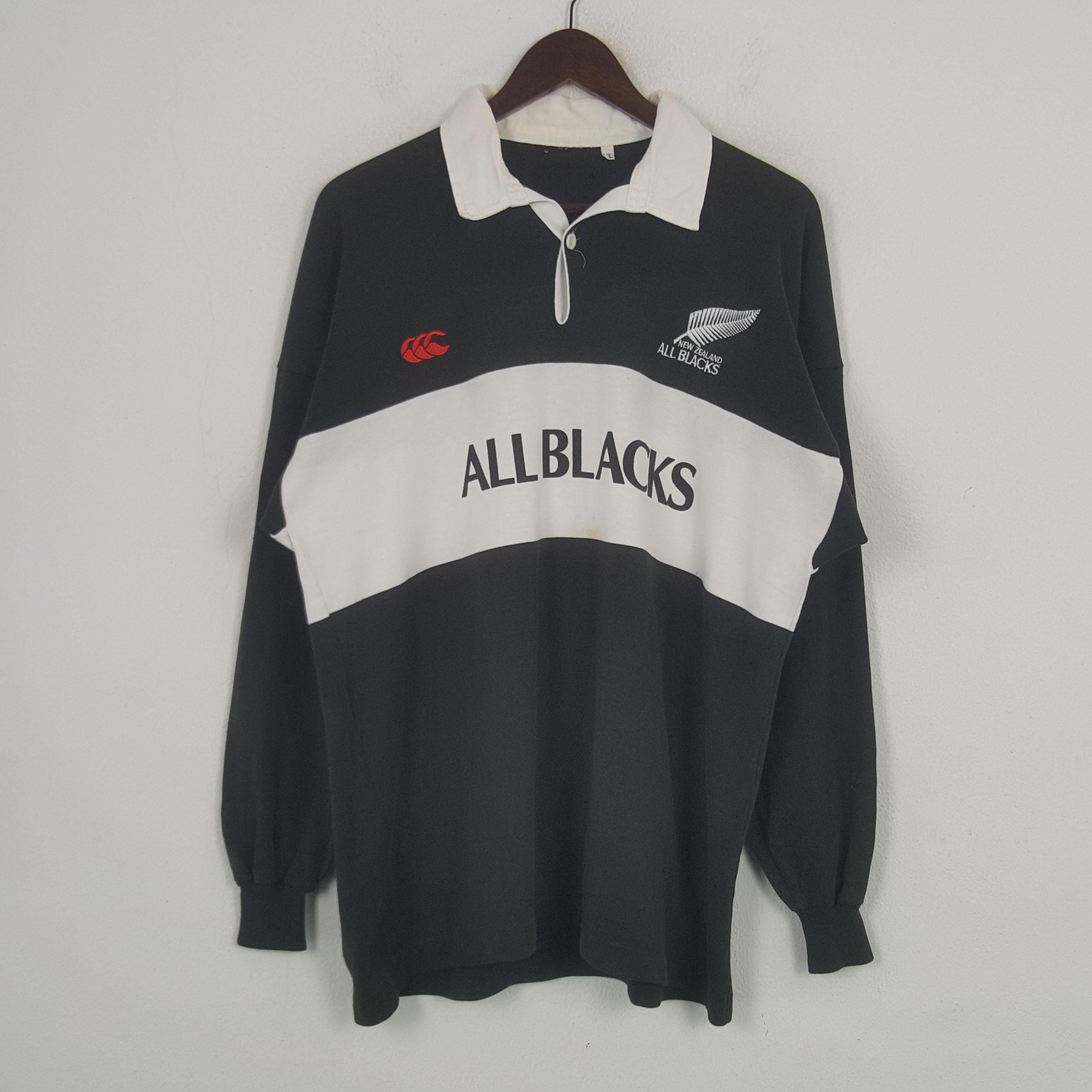 ウェア Canterbury New Zealand polo shirt black Vintage Canterbury New Zealand All Blacks Rugby Shirt Medium