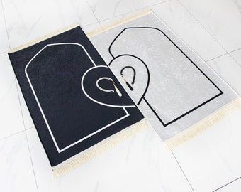 Heart Couple Prayer Mats Islamic Nikah Salah Wedding Gift  Namaaz Islam Dua Black And White  with 2 free gifts