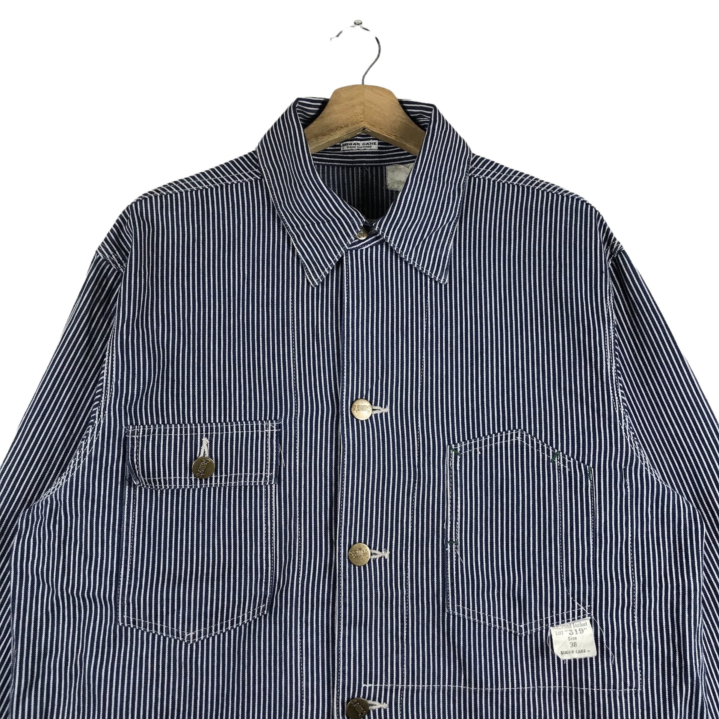 Vintage Sugar Cane Workwear Hickory Stripe Button Down Railroad Jacket ...