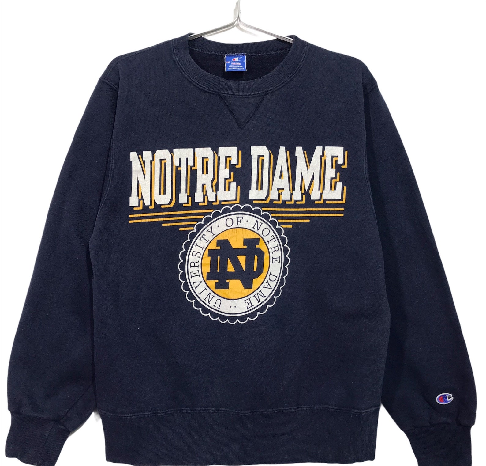 Vintage Champion Notre Dame University Crewneck Sweatshirt Etsy