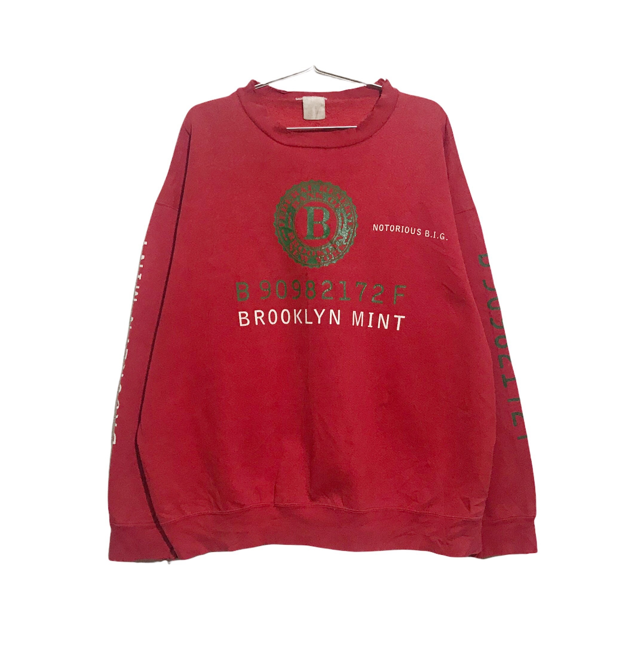 Vintage Distressed Brooklyn Mint Notorious Big Crewneck Sweatshirt Pullover  Jumper XL Size 