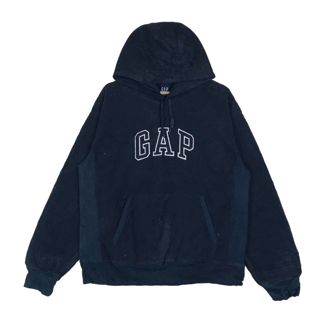 Vintage 90s 00s Grey Spell Out Appliqué Gap Hoodie L