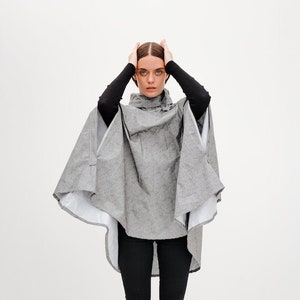 Rain poncho, Raincoat, Waterproof jacket, Unisex Poncho, Bicycle Cape, Rain Cape, Fashion Clothing Print, Heringbone, Pluvo. image 1