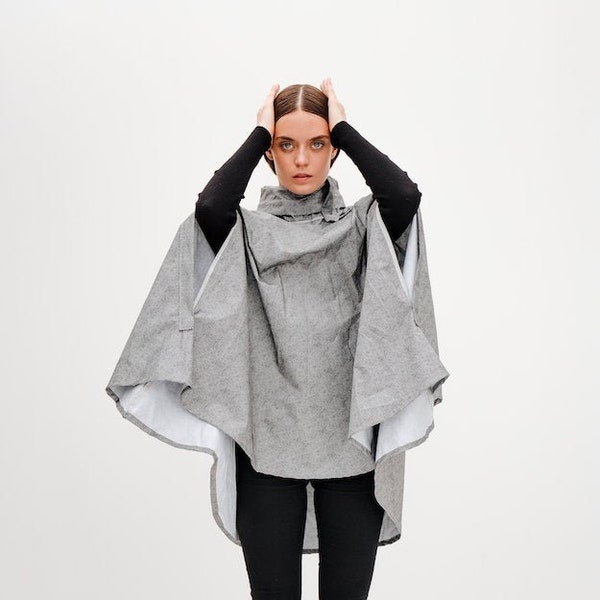 Regenponcho, Regenmantel, Wasserdichte Jacke, Unisex Poncho, Fahrrad Cape, Regencape, Mode Kleidung Print, Heringbone, Pluvo.