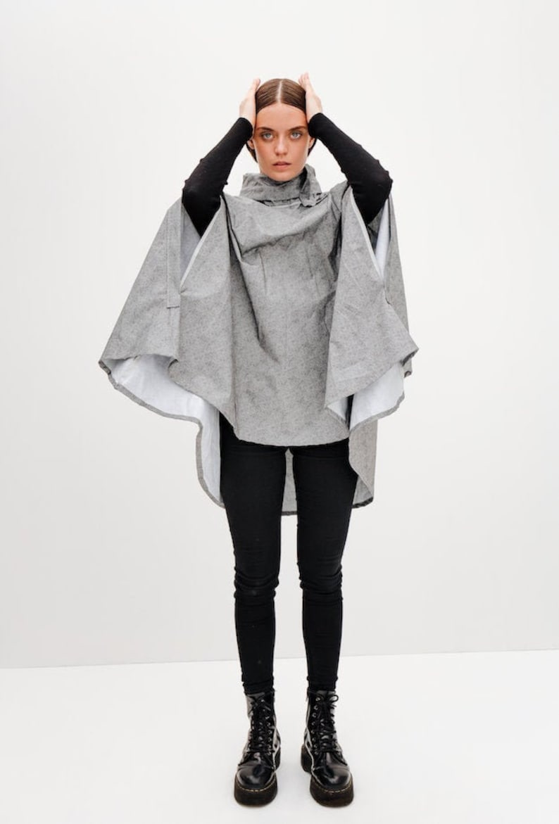 Rain poncho, Raincoat, Waterproof jacket, Unisex Poncho, Bicycle Cape, Rain Cape, Fashion Clothing Print, Heringbone, Pluvo. image 1