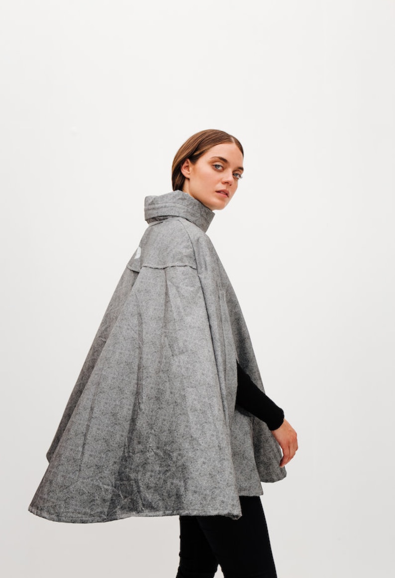 Rain poncho, Raincoat, Waterproof jacket, Unisex Poncho, Bicycle Cape, Rain Cape, Fashion Clothing Print, Heringbone, Pluvo. image 3