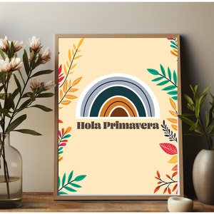 Printable Wall Art - Welcome Spring - Cheerful Colors - A4 Size - Instant Decoration, Hello Spring, typography, printing