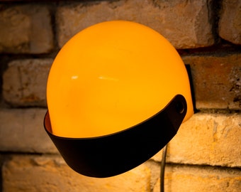 Vintage Kunststoff Helm Wandlampe von Lennart Centervall Modell v176 für Ikea, 1970er Jahre Gelbe Lampe, Space Age