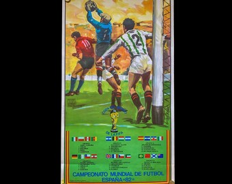 Vintage football 1982 Copa del Mundo en España, Inglaterra vs Alemania Póster