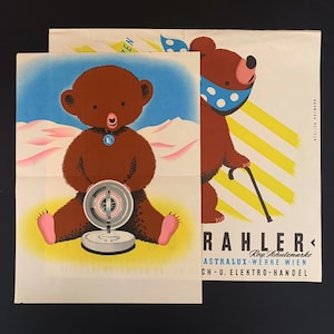 Astralux Original Vintage Flyer Druck Poster 1950er - 60er Tiefenstrahler Bär von Atelier Hofmann