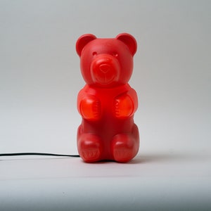 Red Messow table lamp, POP ART plastic bear lamp, night light, Germany