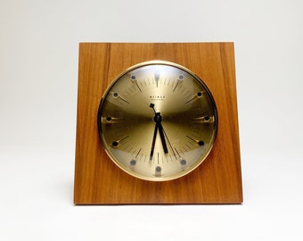 Vintage Weimar Wall Clock / Ply Wood Brass /  1980s