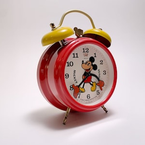 Vintage Bradley Mickey Mouse Double Bell Alarm Clock Made in Germany in the 1980s. image 1