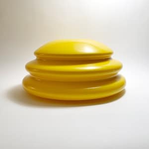 Rare vintage yellow plastic pendant lamp DDR GDR Germany 1970s Retro