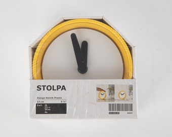 New Heny Preutz, Ikea Yellow Rubber STOLPA Silent Round Clock, Illuminates, Modern