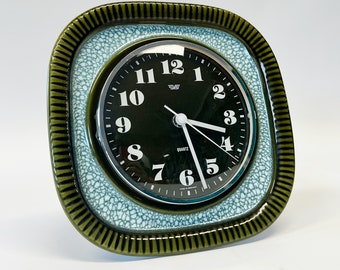 Vintage Mid-century SVS ceramic wall clock , porcelain, made in Germany in 1970’s, Space age