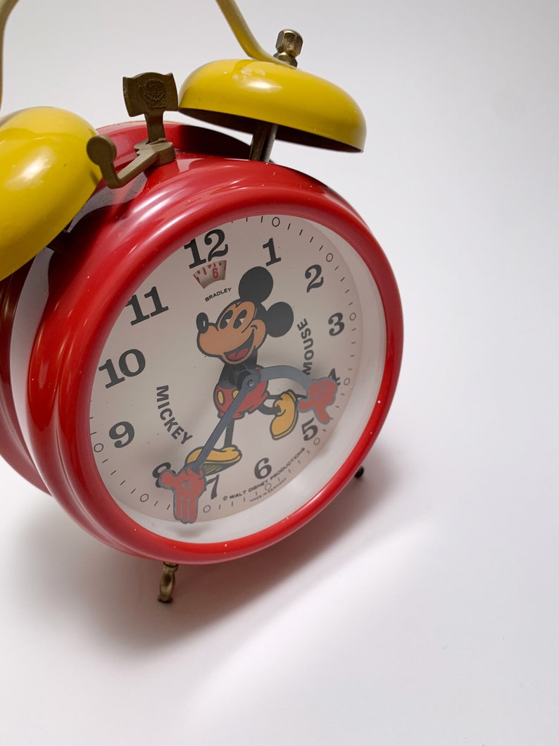 Vintage Bradley Mickey Mouse Double Bell Alarm Clock Made in Germany in the 1980s. image 9