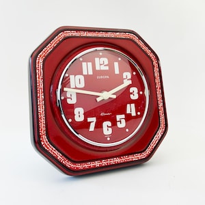 Vintage EUROPA wall clock , porcelain, made in Germany in 1970’s, Space age, Mid-century, Ceramic Quartz, Original clock mechanism