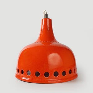Vintage orangefarbene Keramik-Pendelleuchte – Deckenleuchte im Space-Age-Stil der 1970er Jahre – Große Hängelampe aus der Mitte des 20. Jahrhunderts