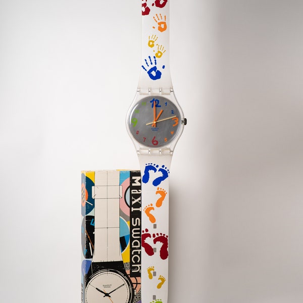 Horloge murale vintage Maxi Swatch post-moderne originale - 2001