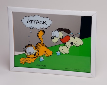 Cadre Miroir Garfield 38x28cm - Déco Murale Vintage, Très Bon état