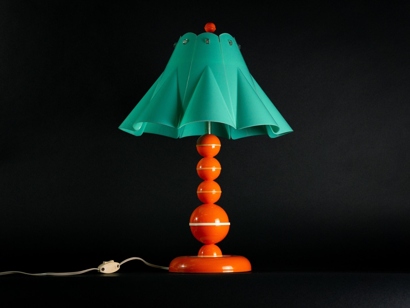 Vintage unique turquoise and orange colour combo table lamp Etsy