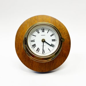 Vintage Staiger, Ships Clock, Quartz Movement, Brass, made in West Germany, 1960-70s, Mid-century