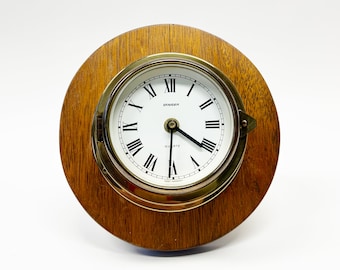 Vintage Staiger, Ships Clock, Quartz Movement, Brass, made in West Germany, 1960-70s, Mid-century