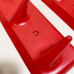 Vintage 3 red hangers , plastic hook rack 1970s image 6