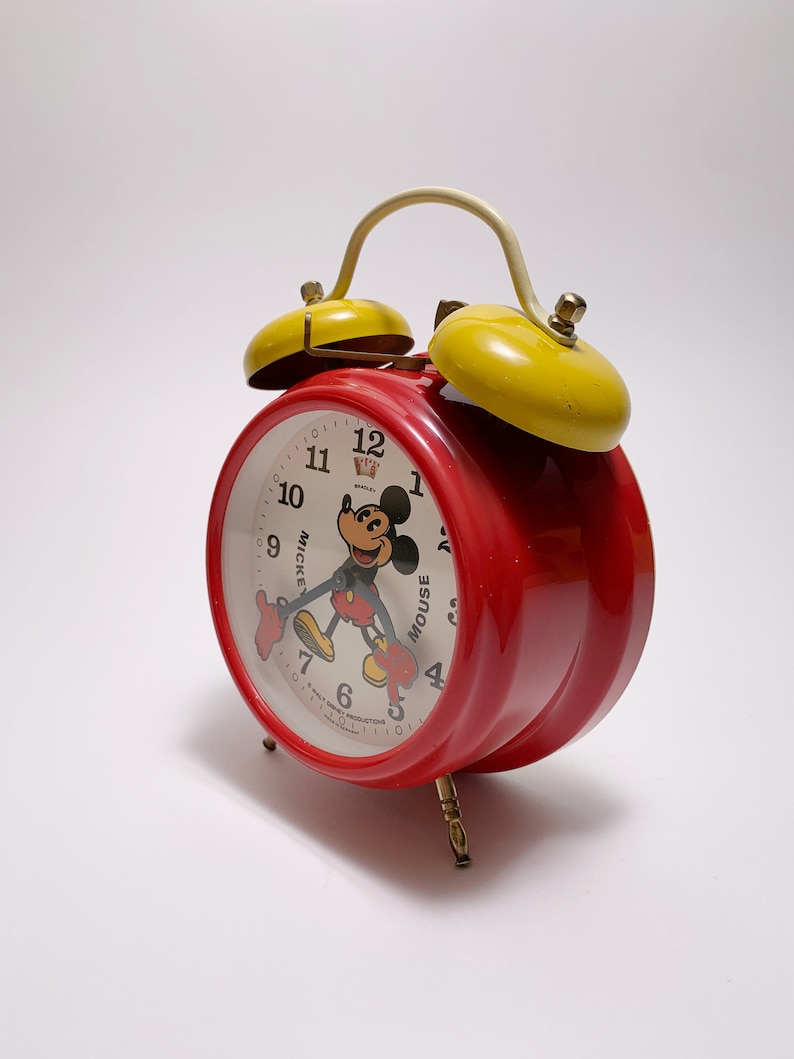 Vintage Bradley Mickey Mouse Double Bell Alarm Clock Made in Germany in the 1980s. image 8