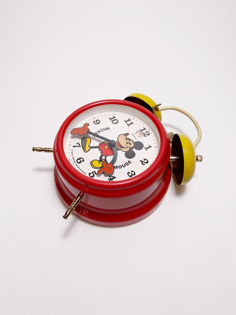 Vintage Bradley Mickey Mouse Double Bell Alarm Clock Made in Germany in the 1980s. image 2
